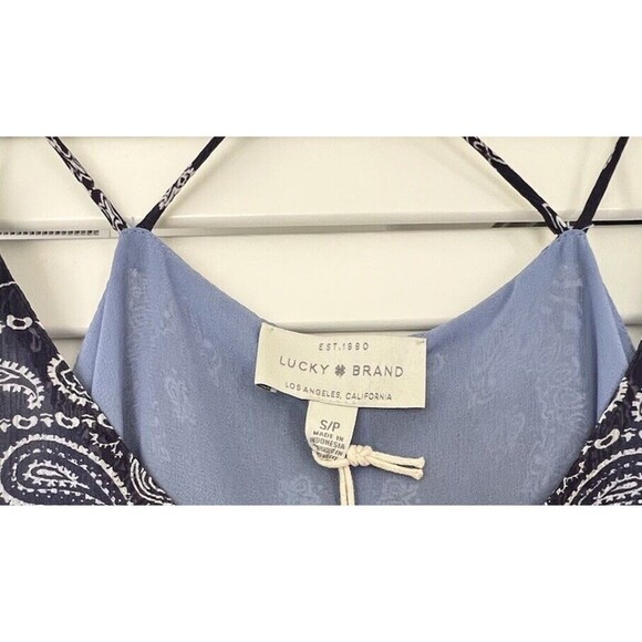 Lucky Brand Layla Scarf Dress Womens Small Blue Floral Strappy Flowy Sheer Boho - Picture 12 of 14
